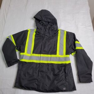 Sysco Men's Safety Hi Vis Insulated Safety Jacket, Black, Aramark Size Large